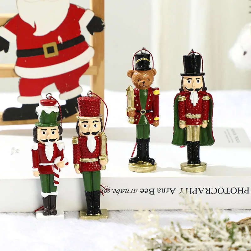 Weihnachten Cartoon Stehende Nussknacker Spieluhr Harz Kleine Anhänger Weihnachtsbaum Ornament Soldat Dekoration Geschenk