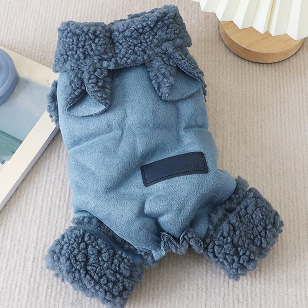 

Cozy Thicken Four Legged Dog Clothes Warm Fur Collar Dog Jacket Coat Plush Winter Dog Costume Outdoor Activities
