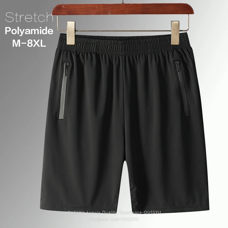 High Quality Summer Thin Stretch Polyamide Fibre Men's Shorts Quick Dry Breathable Jogging Sports Running Plus Size M-5 6 7 8XL