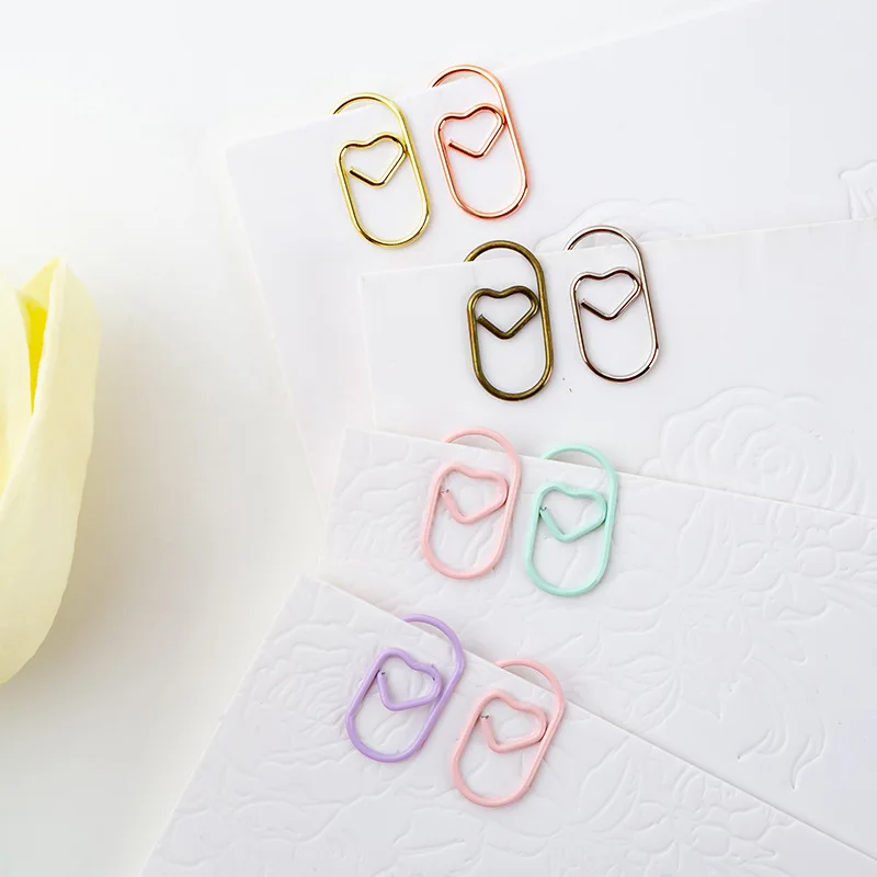 

10pcs Paper Clips Heart Paper Clips Small and Cute Love Shaped Paperclips in 4 Colors for DIY Craft Scrapbooking Note Sorting