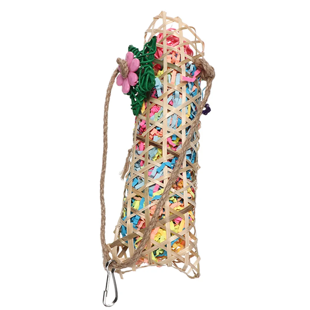 

2 Pcs Chew Toys Bird Parrot Hanging Chewing Weave Sepak Takraw Supply Bite Paper Colorful Pet