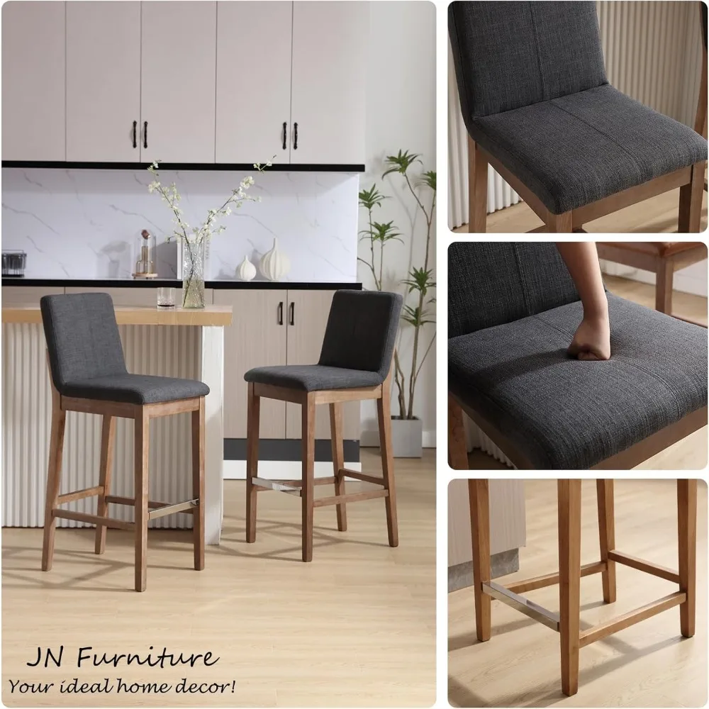 Barhocker-Set mit 2 Stück, Mid-Century Modern 30" Barhocker mit Rückenlehne