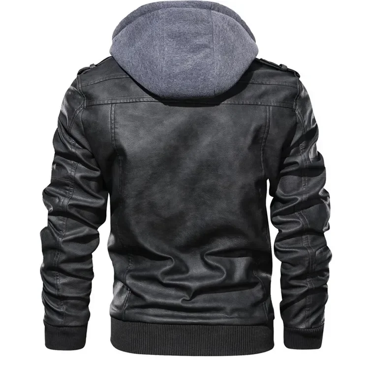 Men's Leather Jacket Spring Autumn Hooded Motorcycle PU Jacket Men Bicycle Jacket High Quality Retro Casual Men's Coats