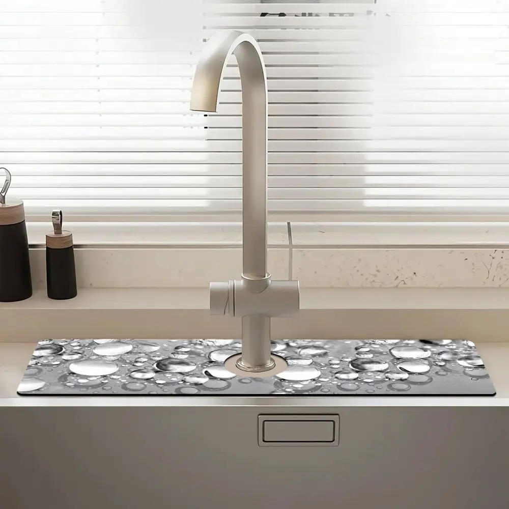 VIKAMA Faucet Drain Cover With Minimalist Water Droplet Pattern - Kitchen And Bathroom Faucet Splash-Proof Water Protection Pad