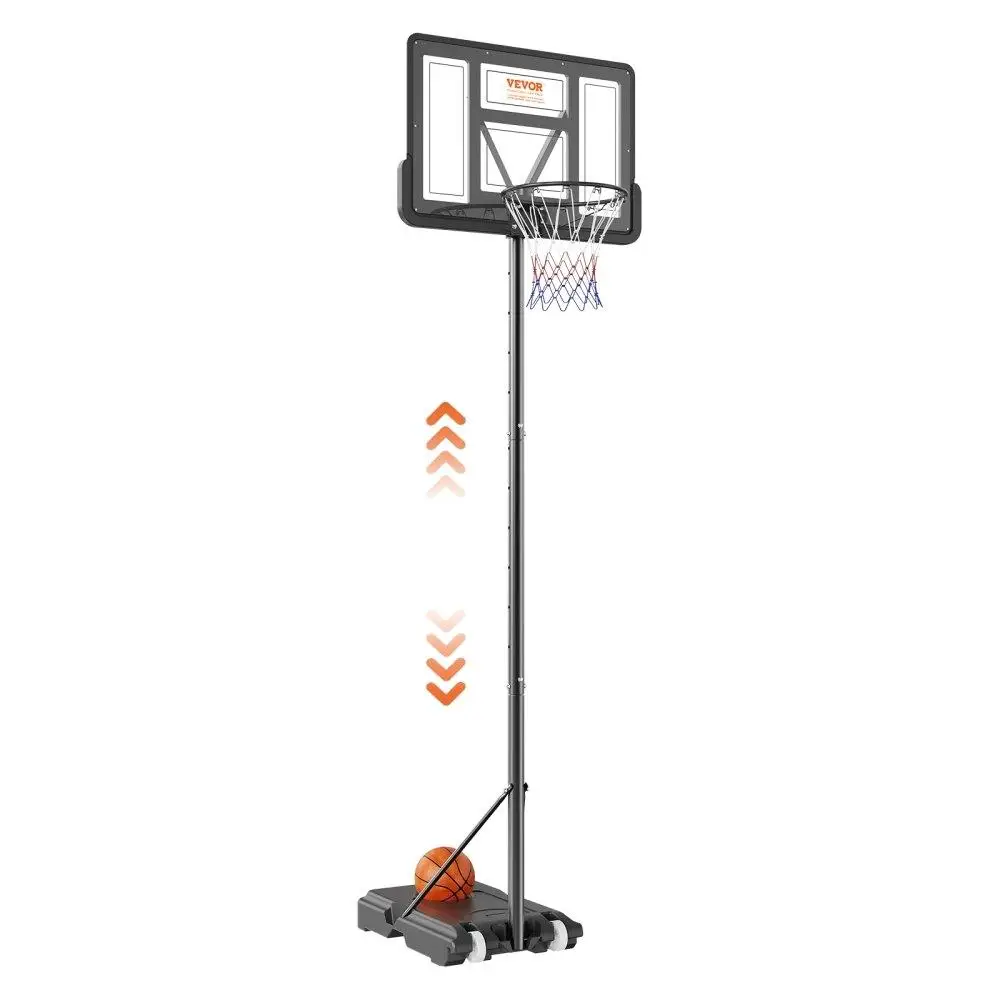 

Adjustable Height Basketball Hoop 44 Inch Portable with Wheels Foldable Stand Fillable Base 4-10ft Kids Adults for outdoor