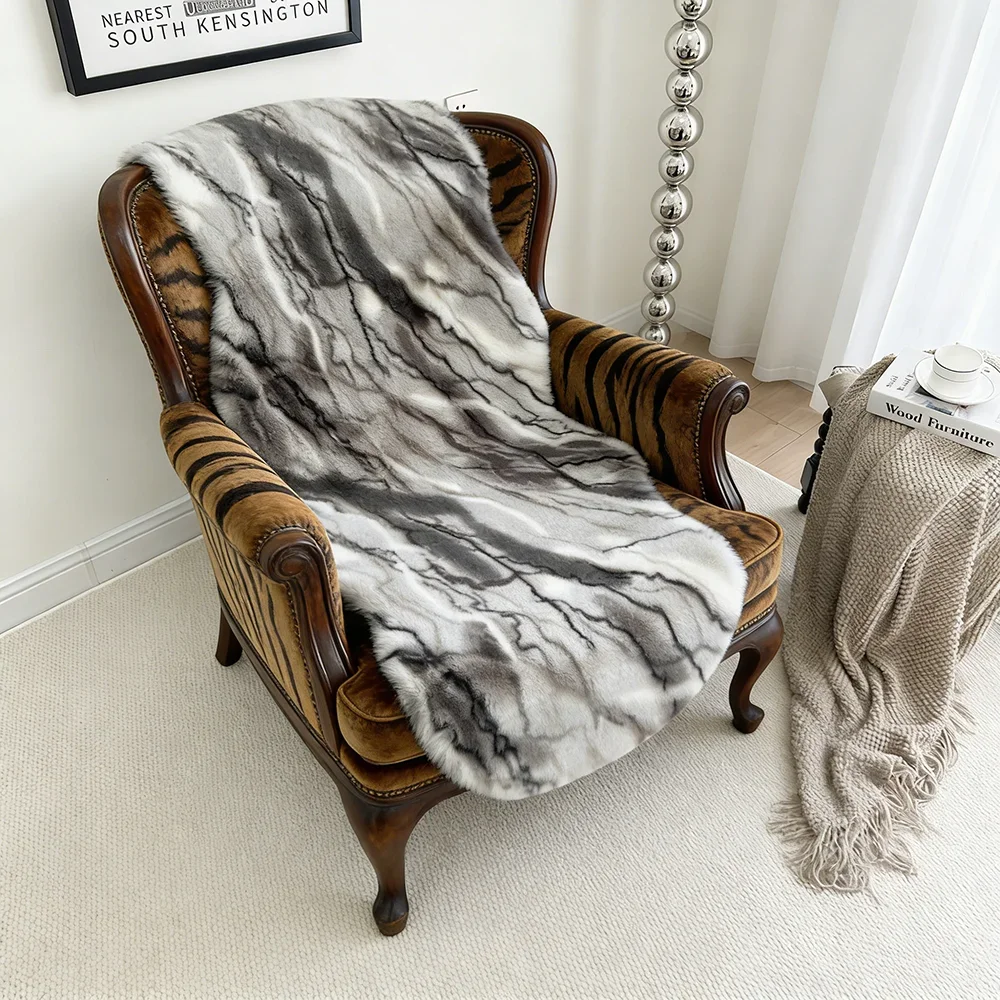 Soft Faux Rabbit Fur Chair Cushion Luxury Seat Pad Smooth Plush Sofa Seat Mats For Living Room Home Decor Kids Bedhead Carpet