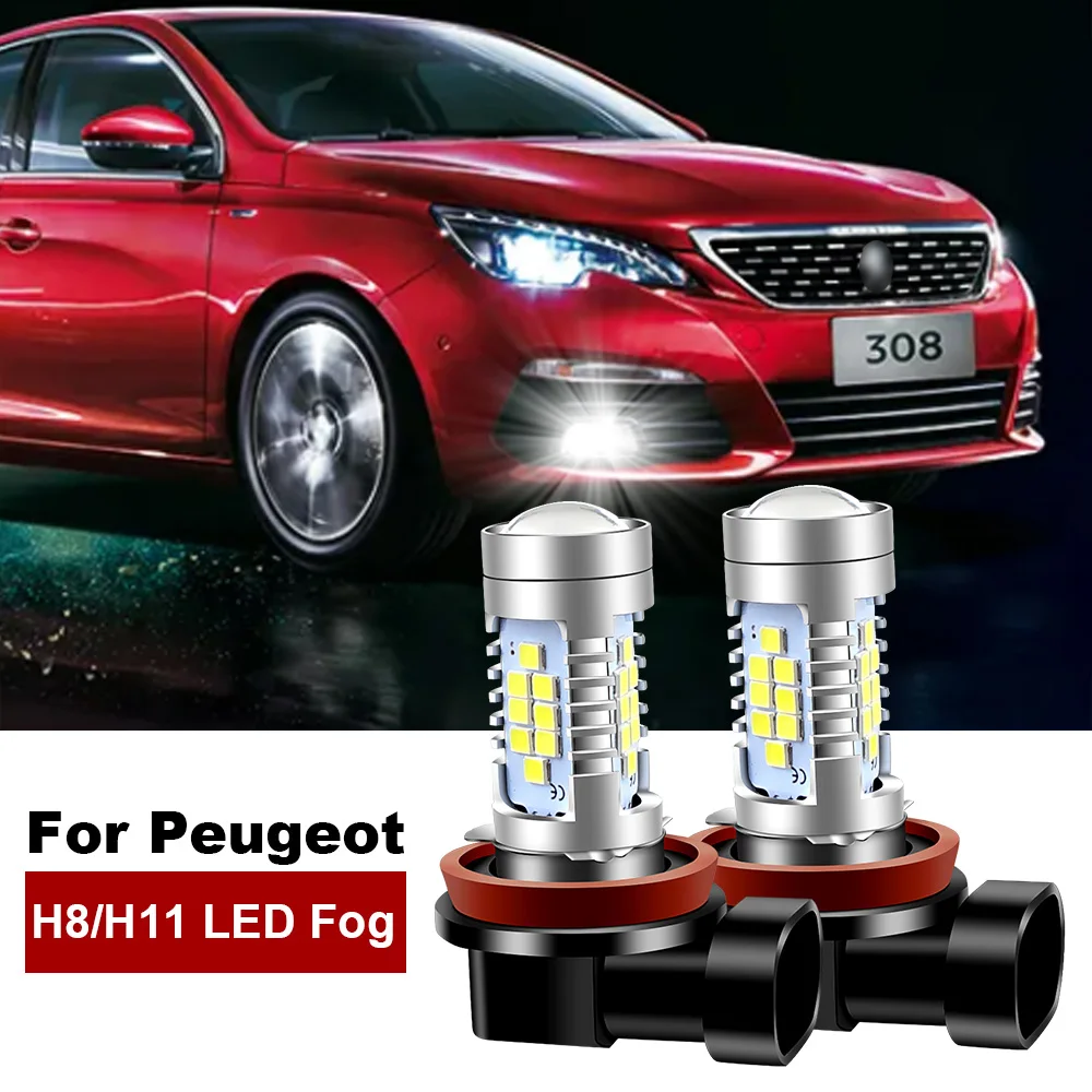 2pcs LED Fog Light Blub Lamp H8 H11 For Peugeot 207 CC SW 307 308 3008 SUV 301 4007 4008 407 408 5008 508 RCZ Rifter Traveller