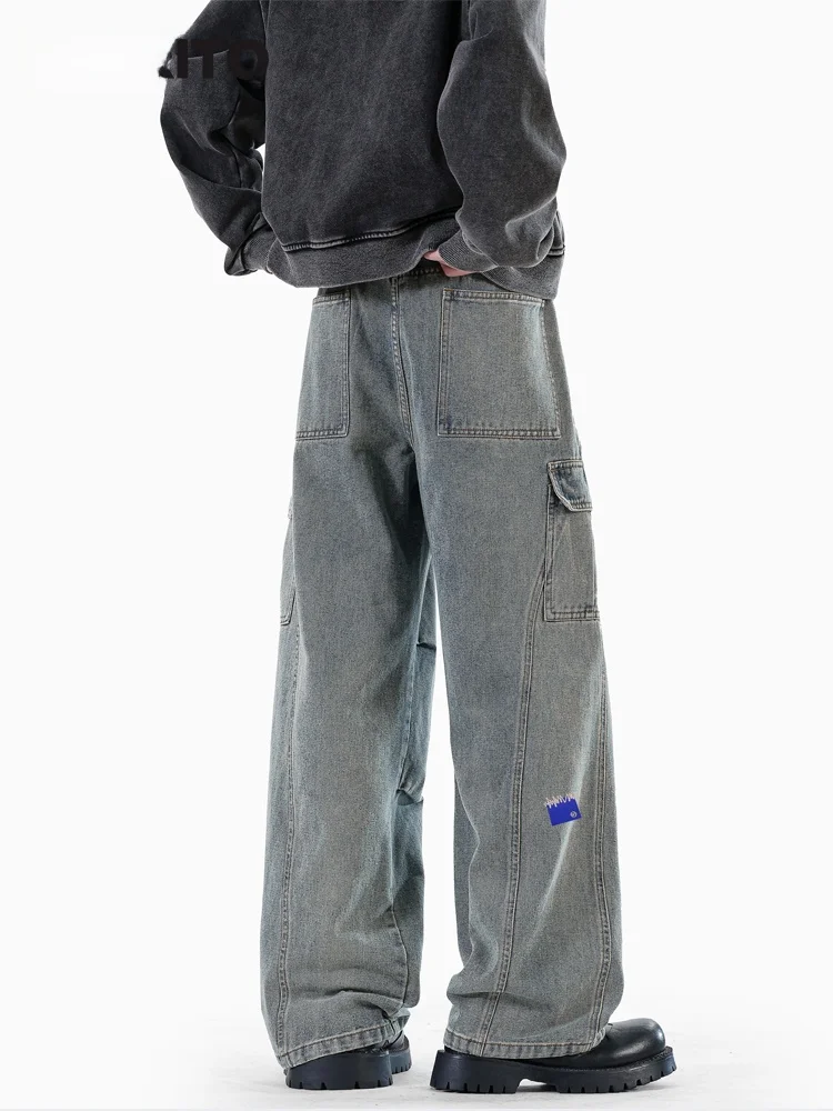 

Loose Straight Leg Men's Workwear Sle Jeans Multi-ket Waed Street Sle AE Classic Retro Cotton Polyester Blend