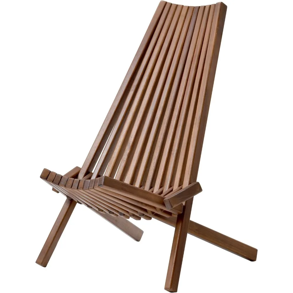 Folding Chair, Wooden Low Profile Lounge Chair, Outdoor Patio for Solid Acacia Wood Porch Deck Lawn Garden Adirondark Chairs