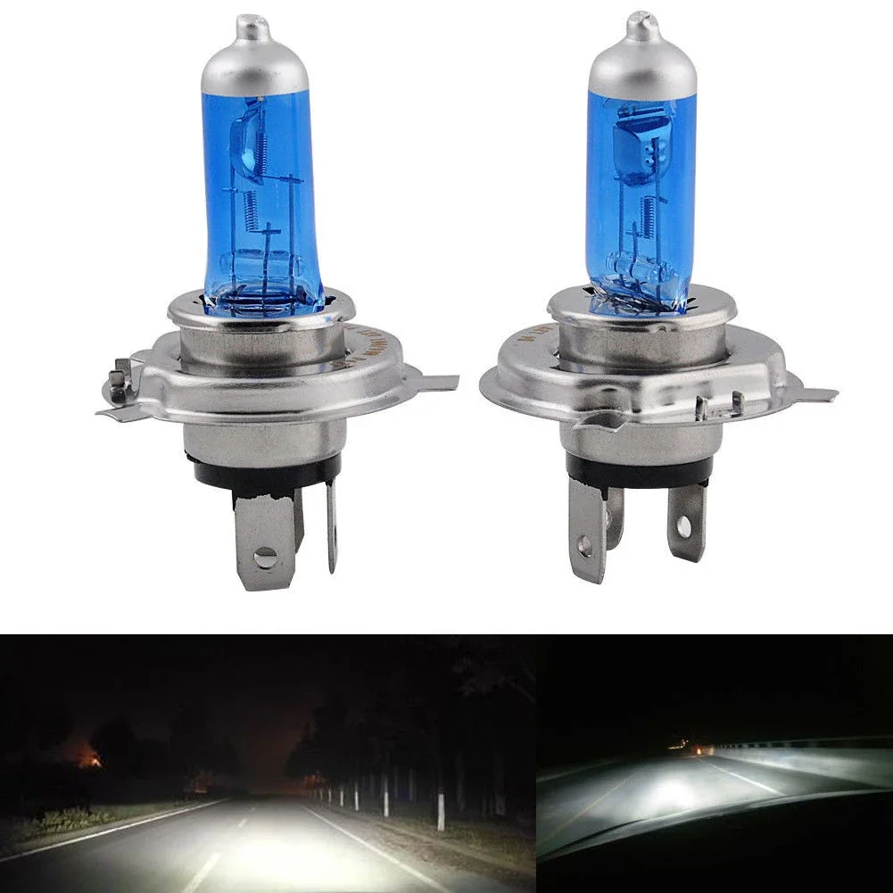 2Pcs H4 100W 6000K Car Halogen Xenon Lights Bulbs High Low Beam Cars With 12V Battery Voltage Headlight Lamps Car Accessories