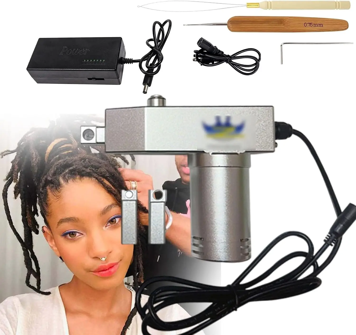 Upgraded Automatic Dreadlock Machine Instant Loc Machine for Dreadlocks for Fluffy/Curly/Straight Hair, with 3 Heads Diameter