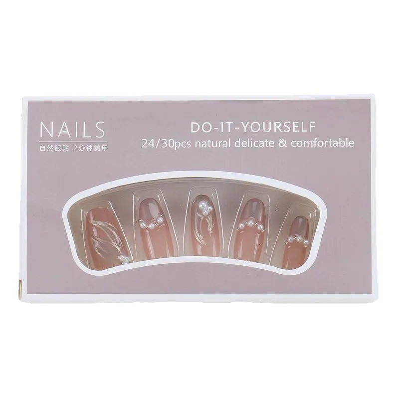 

Wear nail advanced sense pearl French handmade manicure light luxury fake nail piece