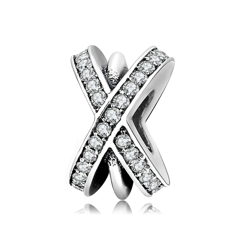 

925 Sterling Silverinfinite X Rotating Body White Zircon Charm Bead Fit Original Bracelet Diy Jewelry Accessories Beads