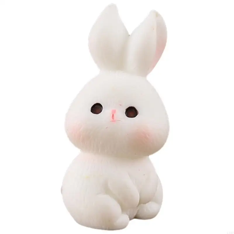 L9BE Easter Rabbit Figurine Miniatures Ornament for Home and Shop Decorations