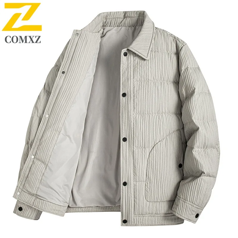 

COMXZ Brand Luxury Men Down Jacket New Working Thickened Warm Puffer Coat Casual Single Breasted Travel Windproof Winter Coat
