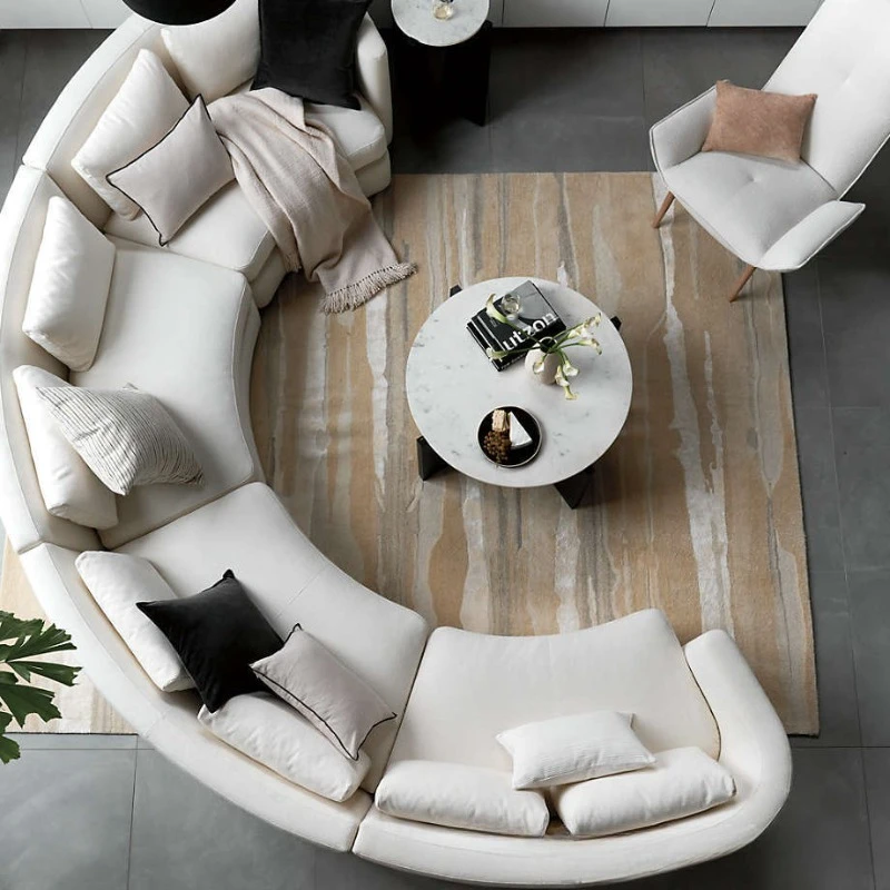 Sofa Modern semi-circular fabric hotel lobby reception special-shaped dismantling and washing large sofa