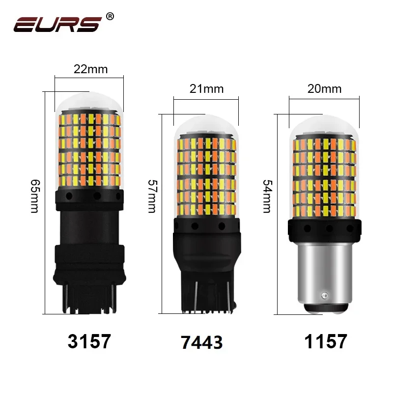 1PCS Signal Lamp P21w Led 7443 3157 Bulb 168smd Canbus Brake Light 1157 Led Bay15d P21/5w White Amber Dual Color Light 12V