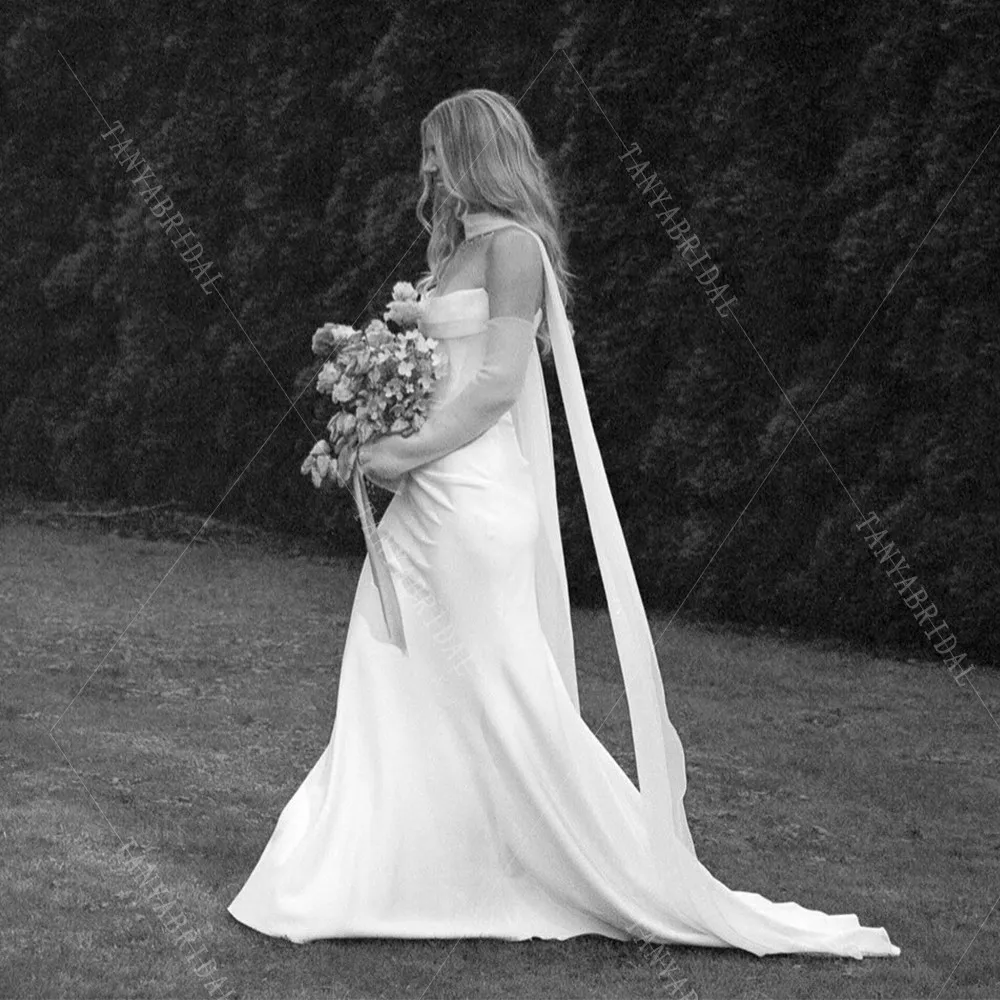Bohomian Bridal Neck Scarf Bridal Chiffon Scarves Long Scarf Veil Elegant Wedding Scarf Shoulder Cape Veil Wrap TSWD669 image 2