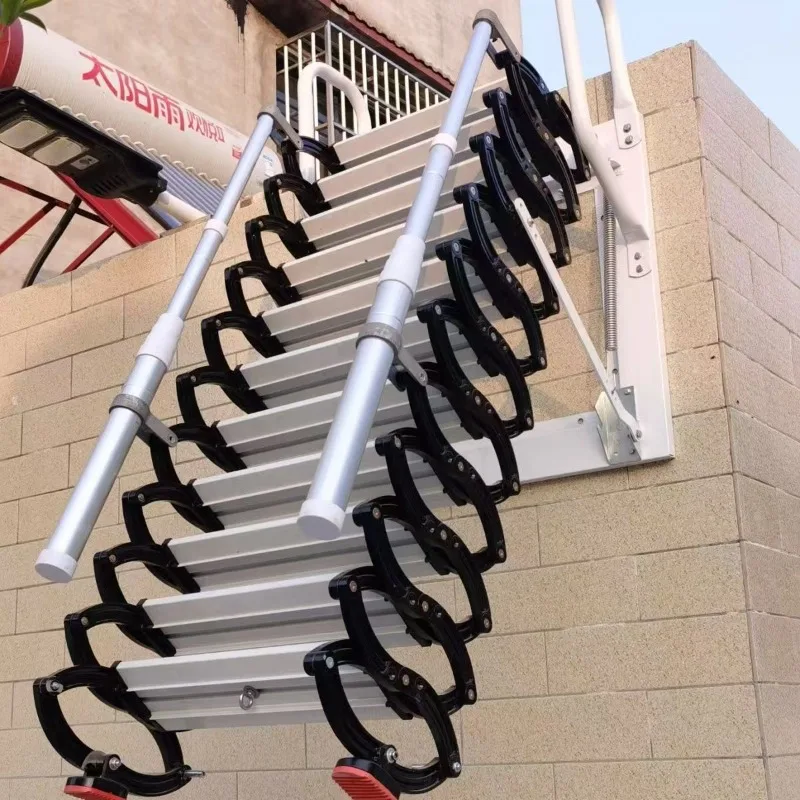 Customized Household Wall-Mounted Attic Telescopic Staircase Modern Fully Automatic Small Indoor Outdoor Lifting Folding Automat