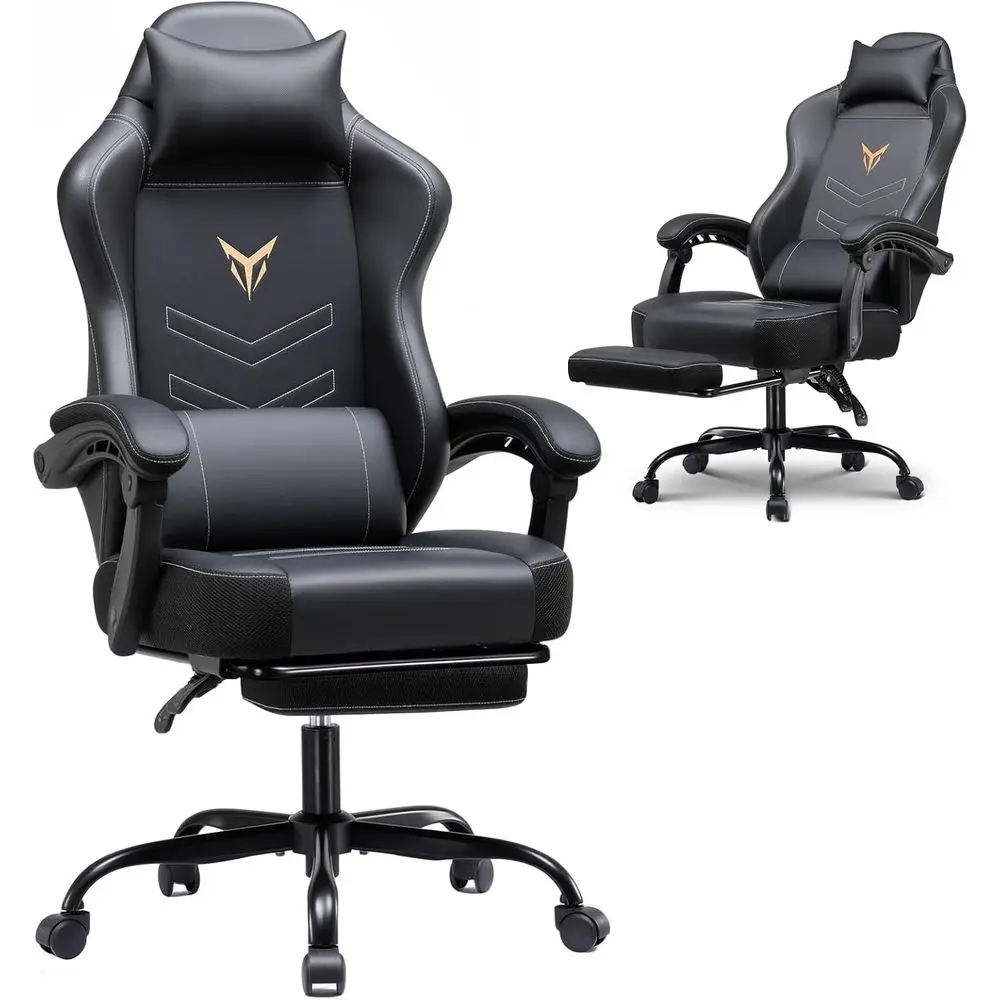Gaming Chair with ootrest, Recliner Chair with rest & Lumbar Support, Linkage Armrest,Ergonomic Gaming Chair 350lbs, High Back O