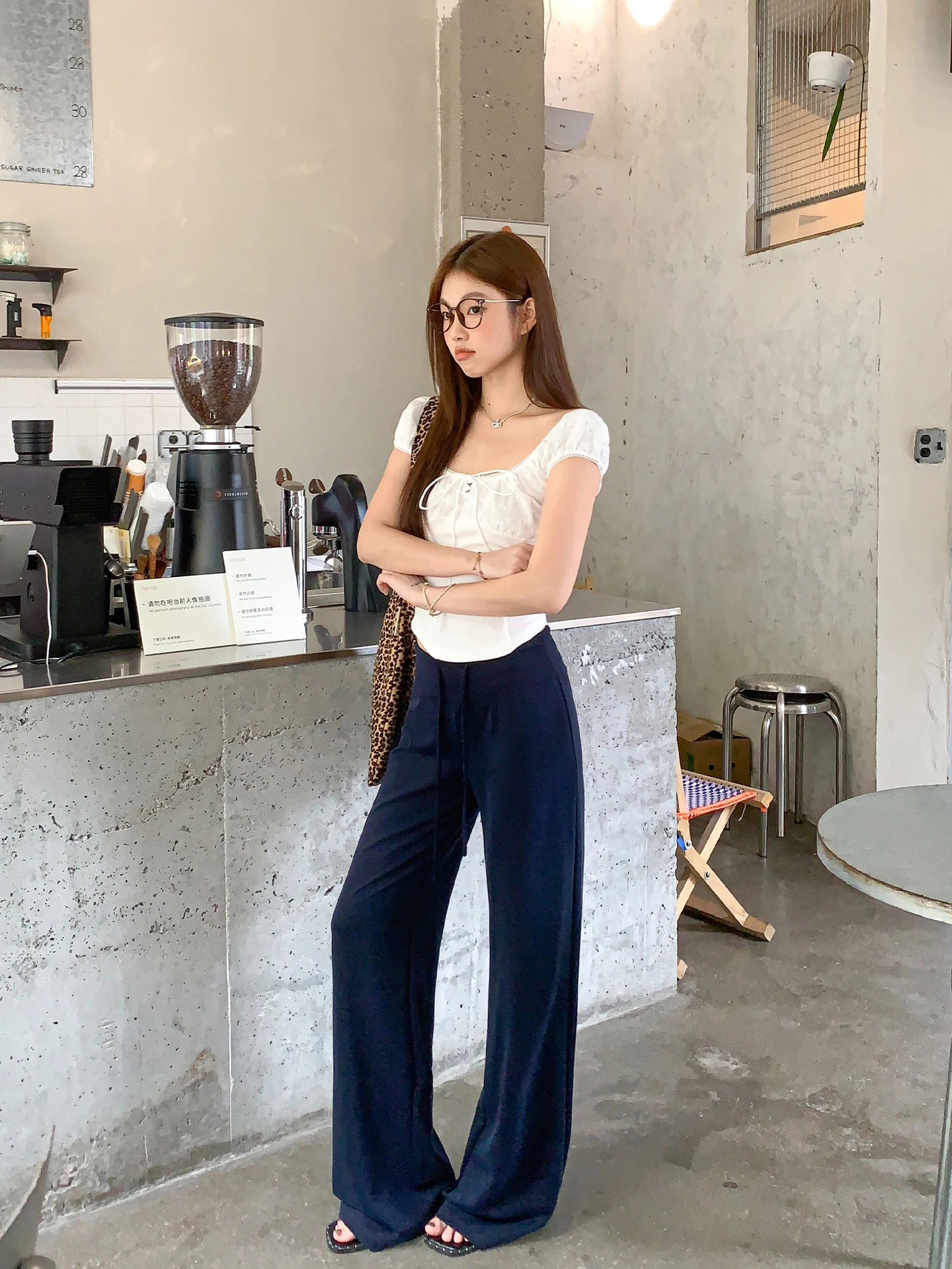 TGXQ Summer Lightweight Loose Women's Casual Pants Elastic Waist Draped Wide Leg Loose Fit Sports Trousers Comfortable