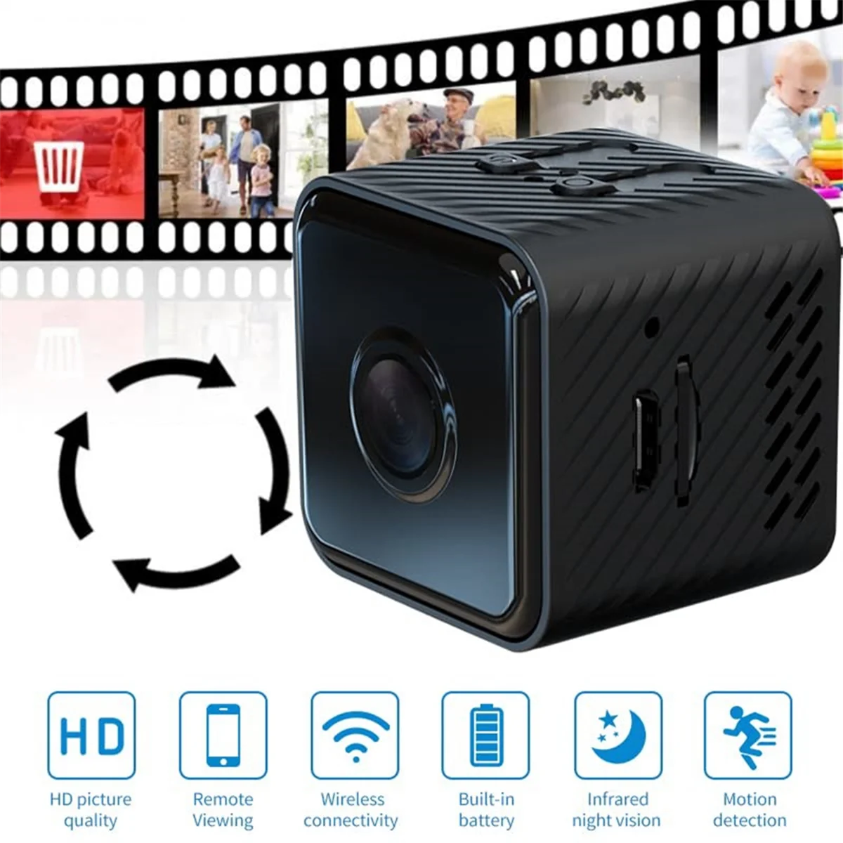 RISE 1080P HD Мини Wi-Fi камера Умный дом Защитная видеокамера ночного видения Профессиональное обнаружение движения Портативная