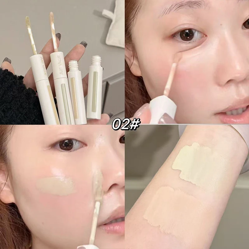 Dual-Ended Brightening Concealer Pen Under Eye Corrector Highlight Liquid Hydrating Coverage Dark Eye Circles Acne Marks Pores