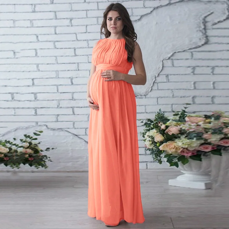 Women Maxi Dress For Photoshoot Maternity Photography Props Chiffon Pregnancy Evening Party Gown for Baby Shower Casual Wear