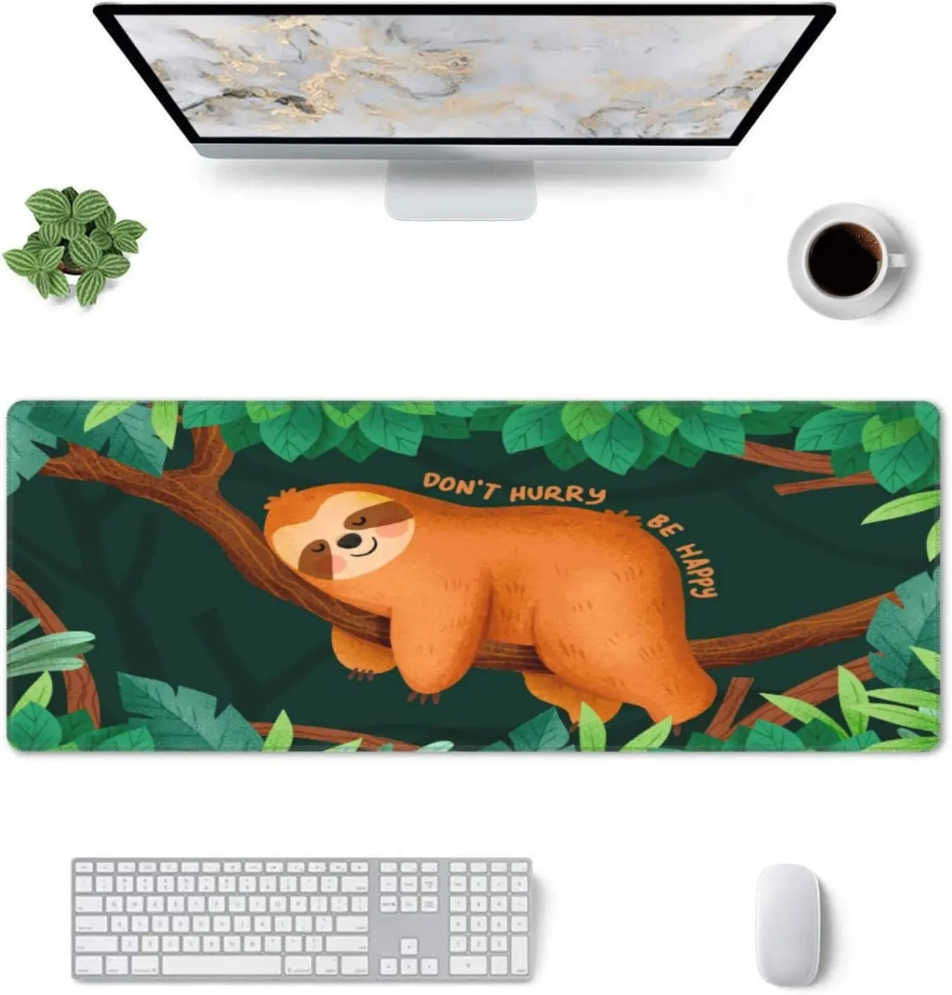Funny Sloth Gaming Mouse Pad Big Desk Mat with Stitched Edges Mousepad Laptop 31.5X11.8 Inch Large Mouse Pad XXL