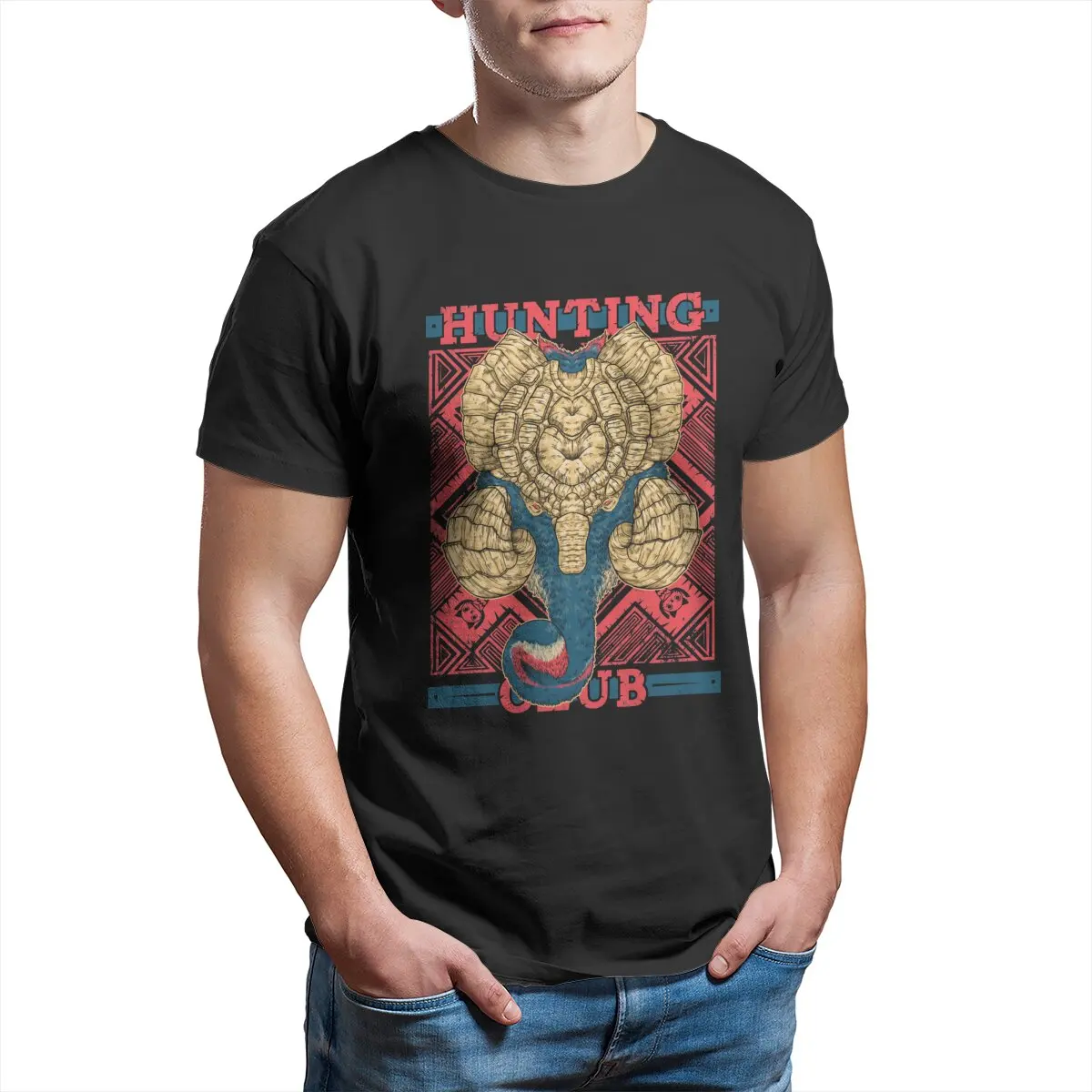 

Monster Hunter World Hunting Club Gammoth Unisex T-Shirt for Men 100% Cotton Vintage T-Shirt RPG Game Tees Tops Gift Idea
