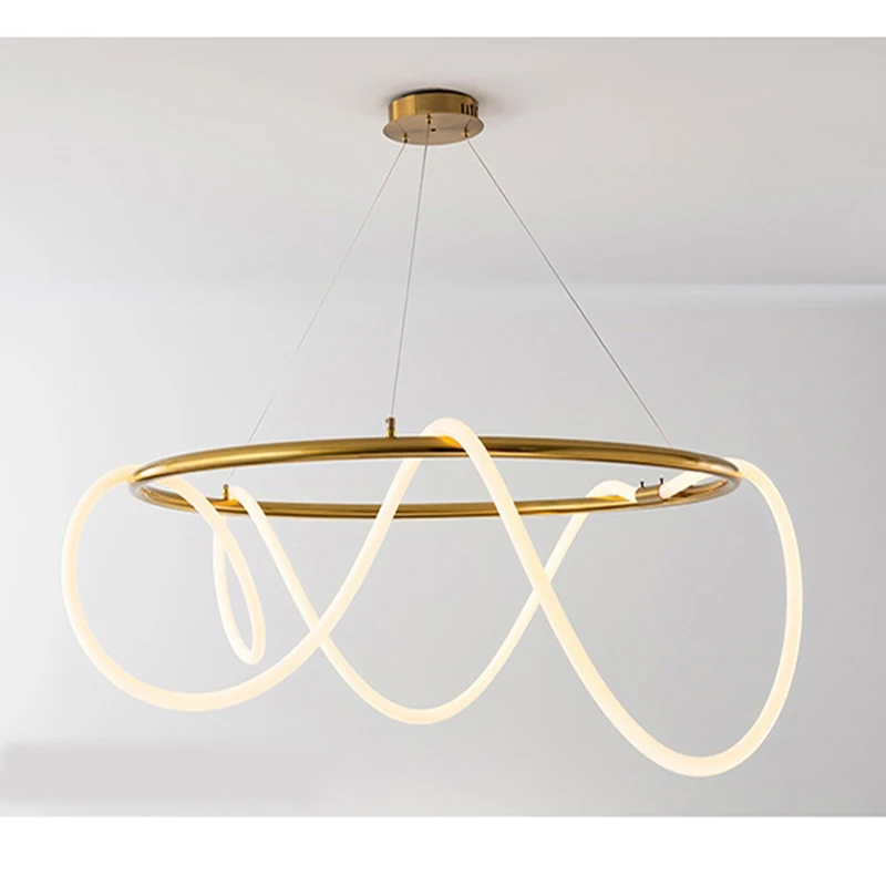 Nordic Postmodern Light Luxury Chandelier Study Desk Creative Line Living Room Dining Room Light LED Light Bar