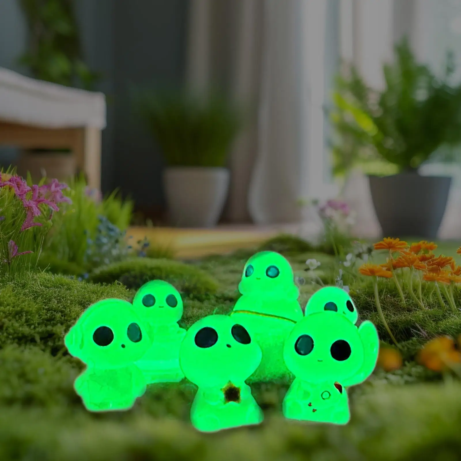 6Pcs Glow in The Dark Tree Elves Figures Resin Mini Elf Fairy Garden Accessories for Indoor Outdoor Planter Balcony Yard Pathway