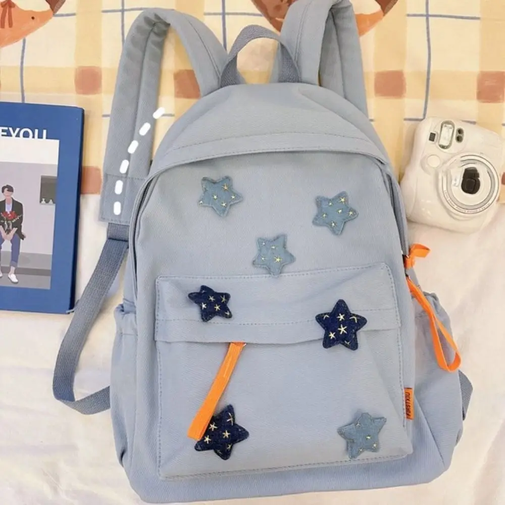 Large Capacity Five Pointed Star Backpack Wear Resistant Adjustable Strap Women's Backpack with Stars Zipper Students Backpack