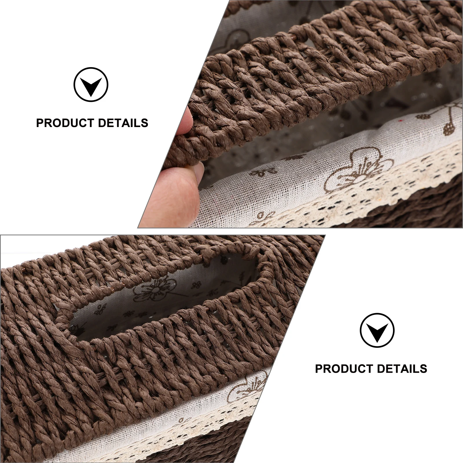 

Sturdy Handwoven Tissue Box Cloth Lace Napkin Container Multi-Purpose Woven Home Storage Case Compact Desktop Organizer Paper