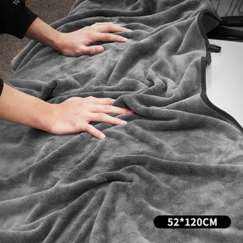 Toalha de limpeza de microfibra, pano de secagem macio e grosso, toalhas de lavagem de corpo de carro, dupla camada, trapos limpos 120x52cm 100x40cm 75x35cm