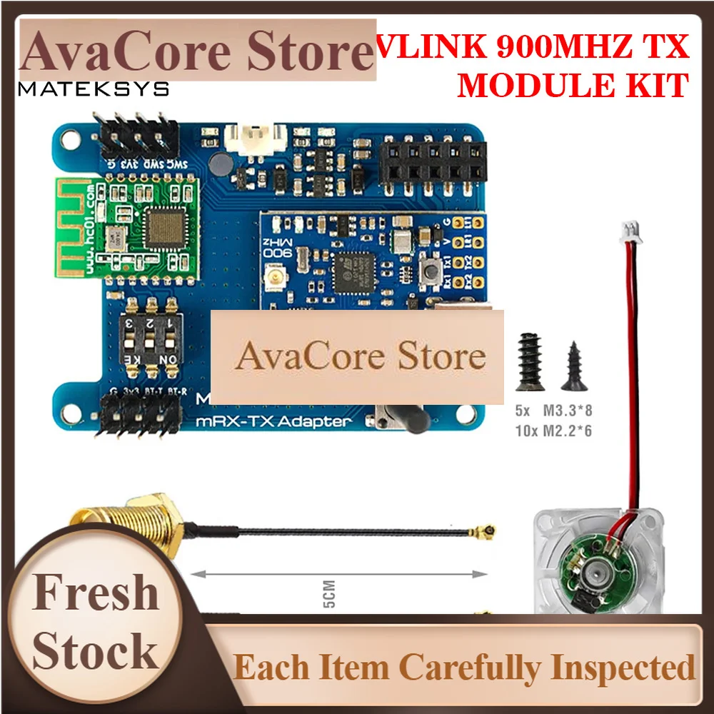 AvaCoreMATEKSYS MLRS MAVLINK 900MHZ TX MODULE KIT, MR900-30-TX 900 MHz LoRa, 30 dBm RF power 5-13V for Long Range RC FPV Drone P