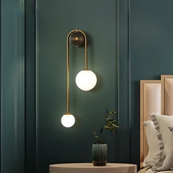 Nowoczesna lampa ścienna szklana kula abażur złoto ledowe Home Decor salon sypialnia oświetlenie wewnętrzne kinkiet Nordic oprawa światła