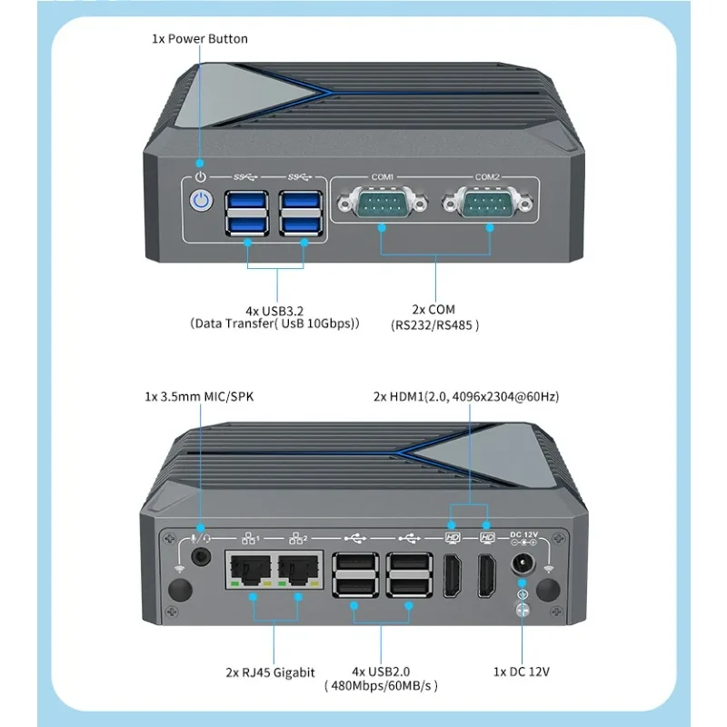 Ultra N150 Compact Embedded Computer DDR5 8 USB 2 RS485 COM Ports Dual Gigabit LAN M.2 Slot For Kiosk Automation Control