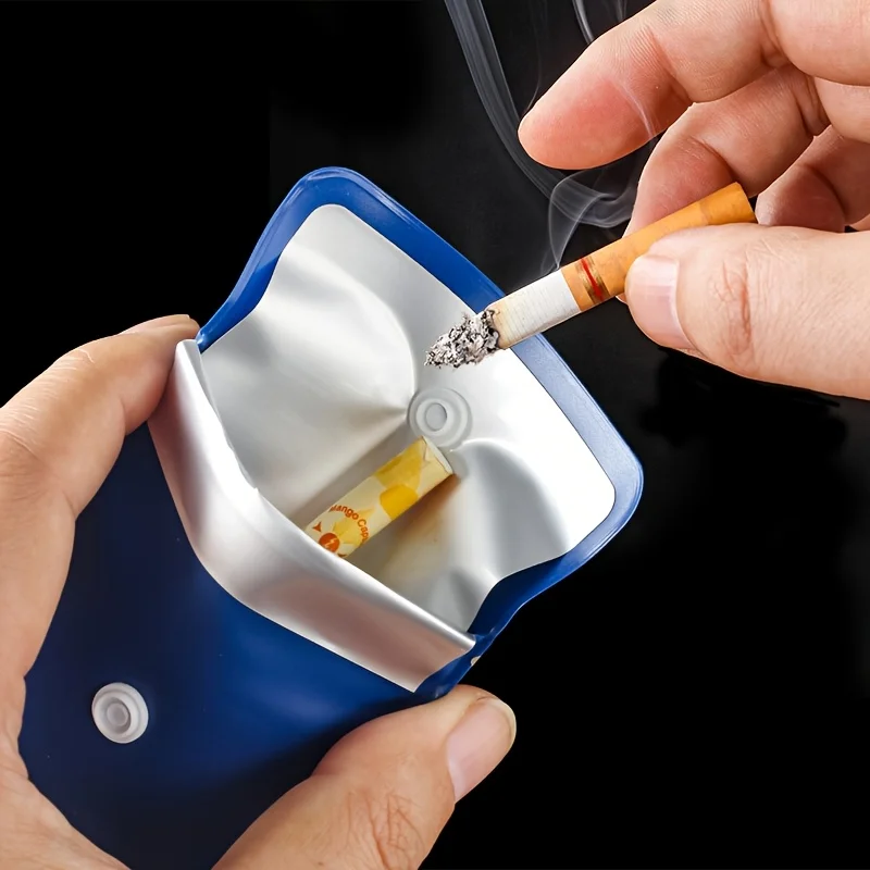 1 Pcs Portable Ashtray and Cigarette Butt Storage Bag with Random Color, Outdoor Travel mini Ashtray