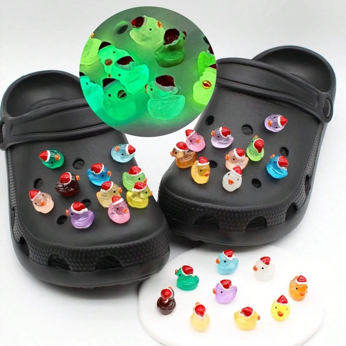 1Set Luminous 3D Duck Shoe Charms Set Cute Christmas Ducks Advanced Shoe Decorations DIY Detachable buckle Shoes accessories image 6