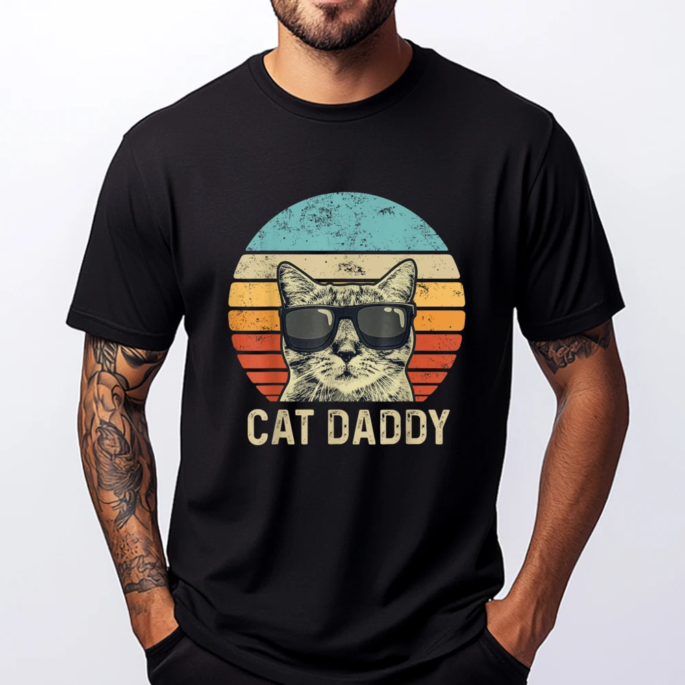 

Cat Daddy Retro Cat Sunglasses Cool Cat Dad Fathers Day Mens Designer T Shirt Cheap Hip Hop