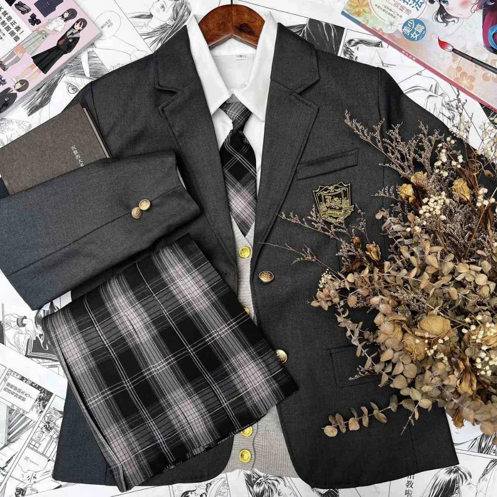 Abito ritorno a scuola Uniforme scolastica giapponese per ragazze Camicia JK Colori e stili multipli Set blazer Gonna scozzese a pieghe sessuale