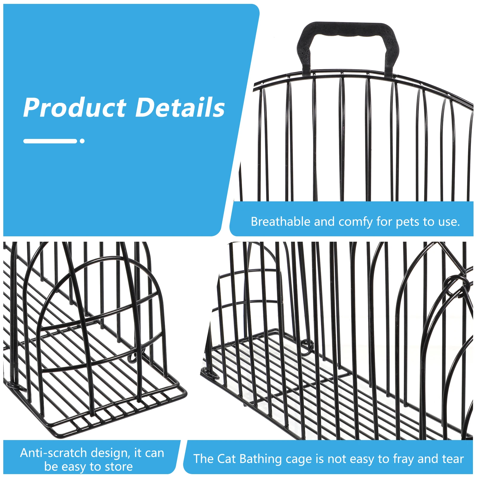 

Pet Bathing Cage Wear-Resistant Cat Shower Netting Cage Comfortable Air Permeable for Cats and Small Dogs Anti-Scratch Design