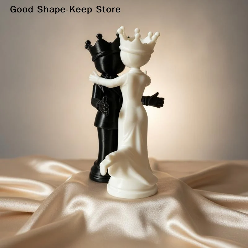 daily3D Printed Chess Royal Couple Statue Hand-finished Desktop Ornament Modern Home Decor for Bedroom Study Housewarming Gift