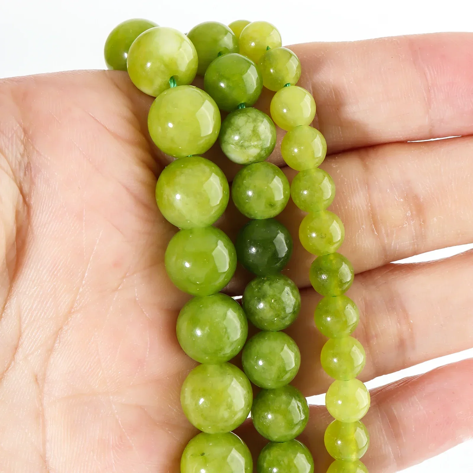 Natural Peridot Chalcedony Lemon Green Jades Stone Beads For Jewelry Making DIY Bracelets Necklace Accessories Supplies 6/8/10mm