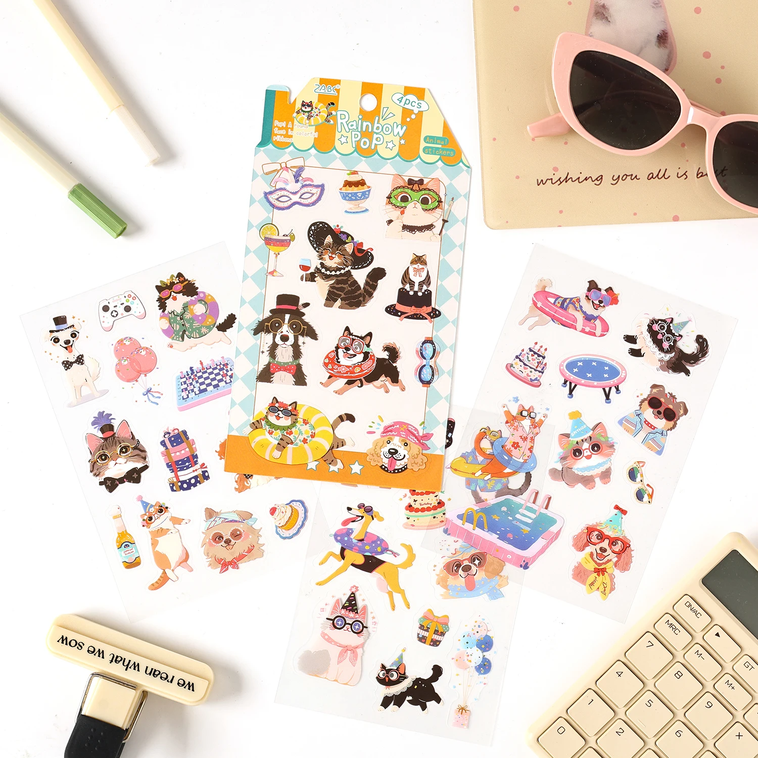 4/24pcs Kawaii Cartoon Animal Cute Things PET Stickers Scrapbooking DIY Diary Phone Case Aesthetic Stationery Stickers