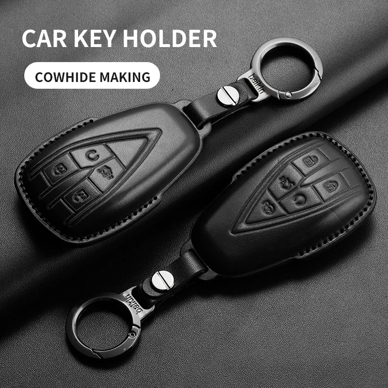 

New 3D Top-Layer Cowhide Car Key Case For Changan CS55 PLUS CS35 CS15 Alsvin Unit Oshan X7 X5 CS25 CS85 CS95 Auto Accessories