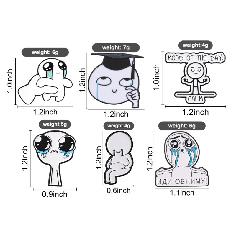 TBH Creature Meme Emaille-Abzeichen Lustige Stimmungs-Expressions-Cartoon-Pins Emotionale Slogans Metallbroschen Anstecknadel-Set Geschenk – Detail 1