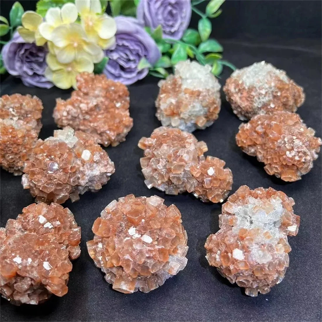 Natural Rare Orange Aragonite Quartz Mineral Crystal Nepheline Cluster Shape Rough Stone Specimen
