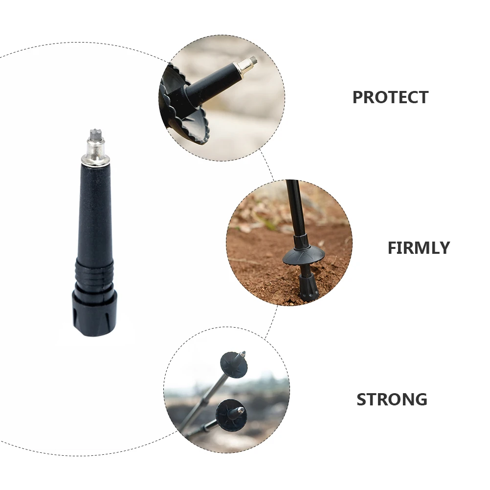 

2 Pcs Walking Sticks Tip Trekking Tips Pole Replacement Black Parts Accessories